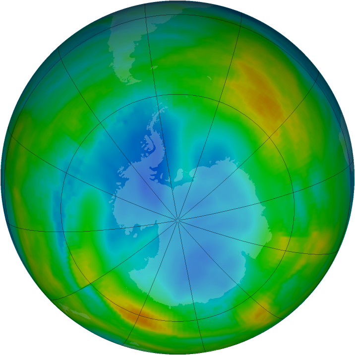 Antarctic ozone map for 23 July 1986